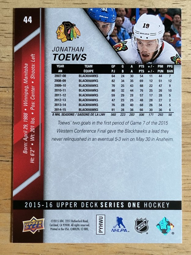 2015-16 Upper Deck #44 Jonathan Toews