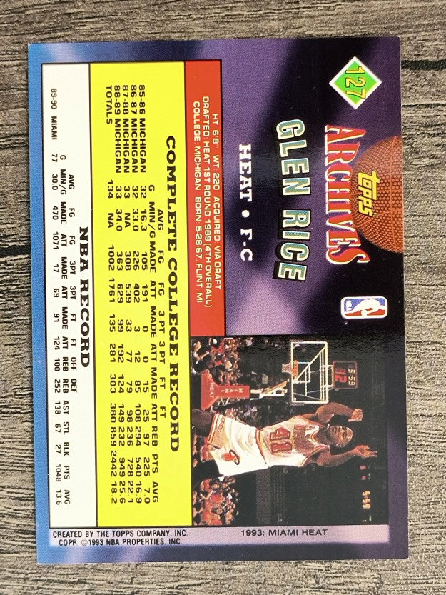 1992-93 Topps Archives #127 Glen Rice