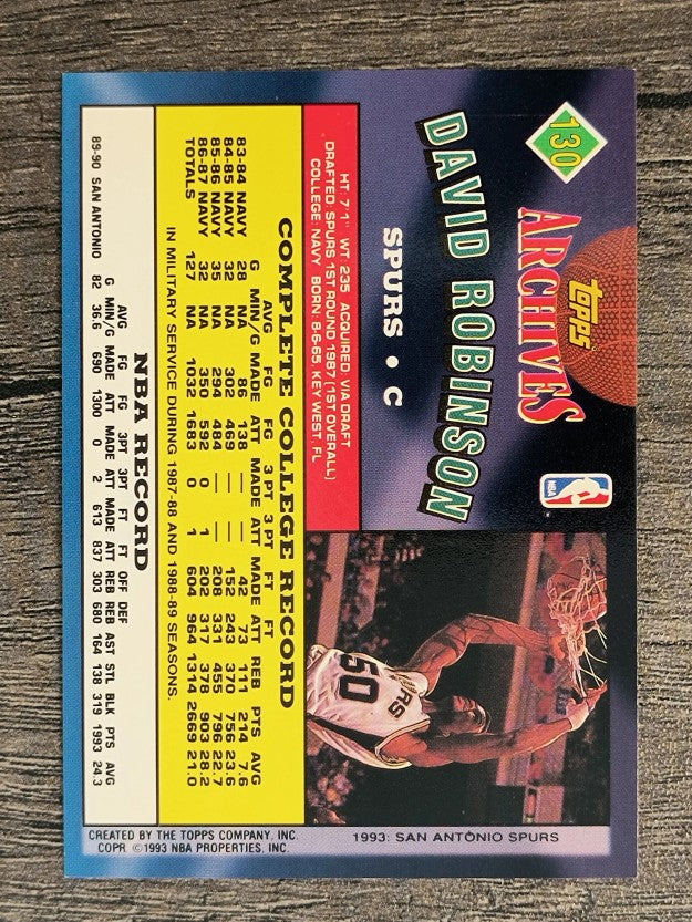 1992-93 Topps Archives #130 David Robinson
