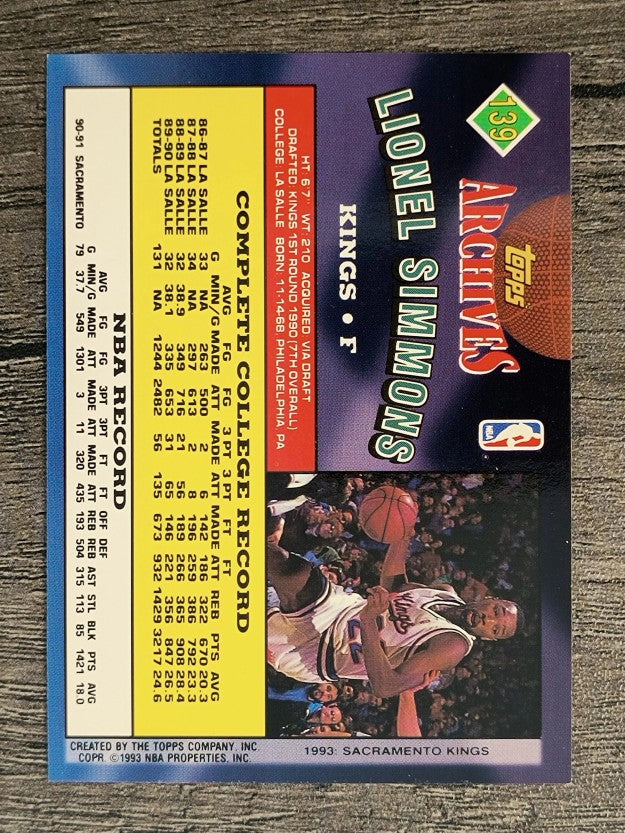 1992-93 Topps Archives #139 Lionel Simmons