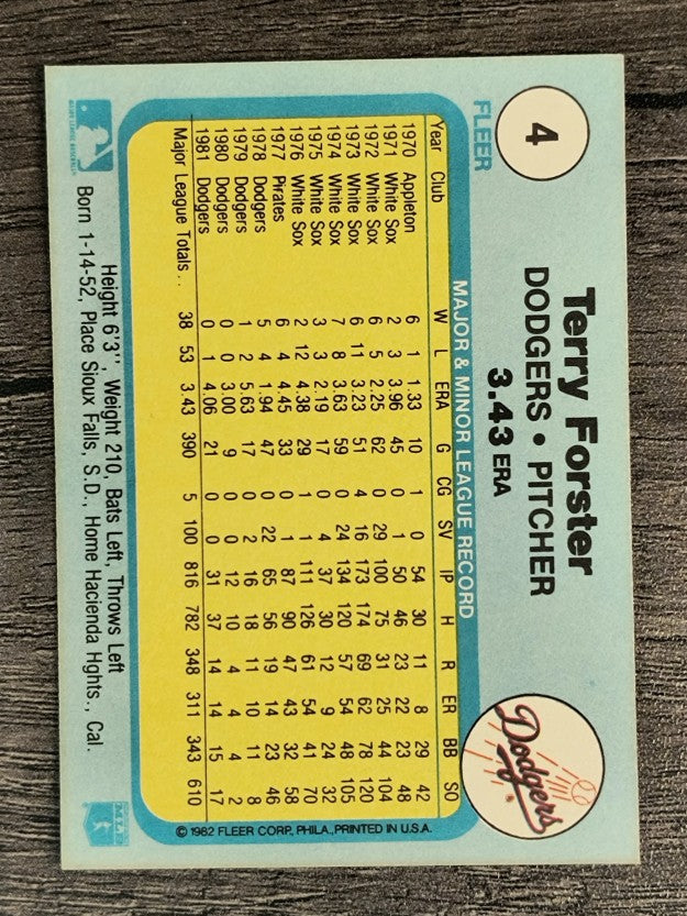 1982 Fleer #4 Terry Forster
