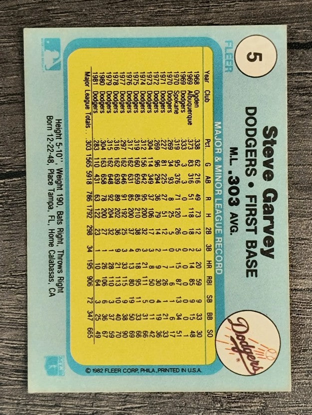 1982 Fleer #5 Steve Garvey