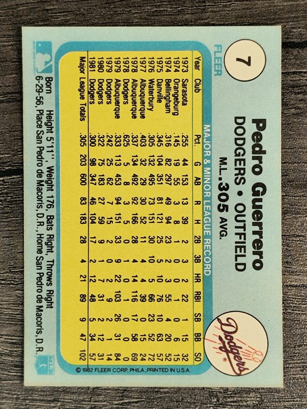 1982 Fleer #7 Pedro Guerrero