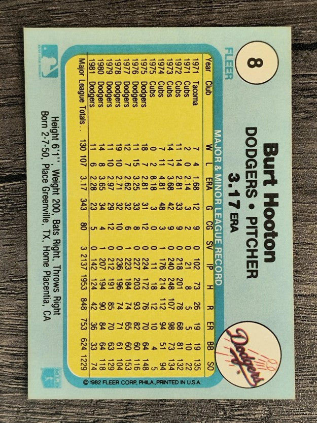 1982 Fleer #8 Burt Hooton