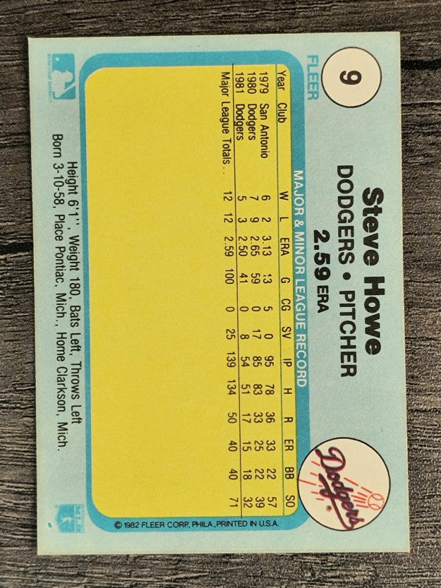 1982 Fleer #9 Steve Howe