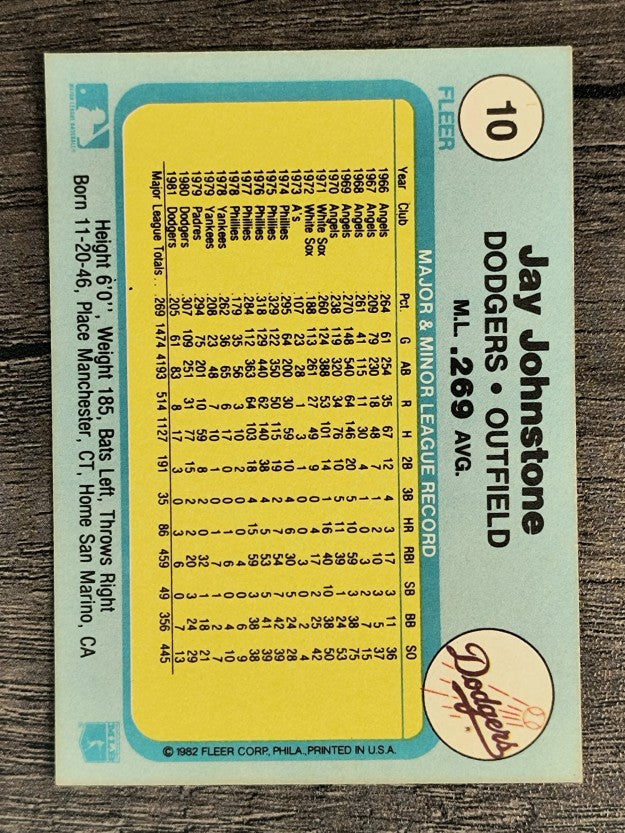1982 Fleer #10 Jay Johnstone