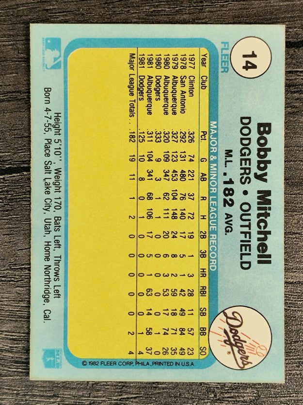 1982 Fleer #14 Bobby Mitchell
