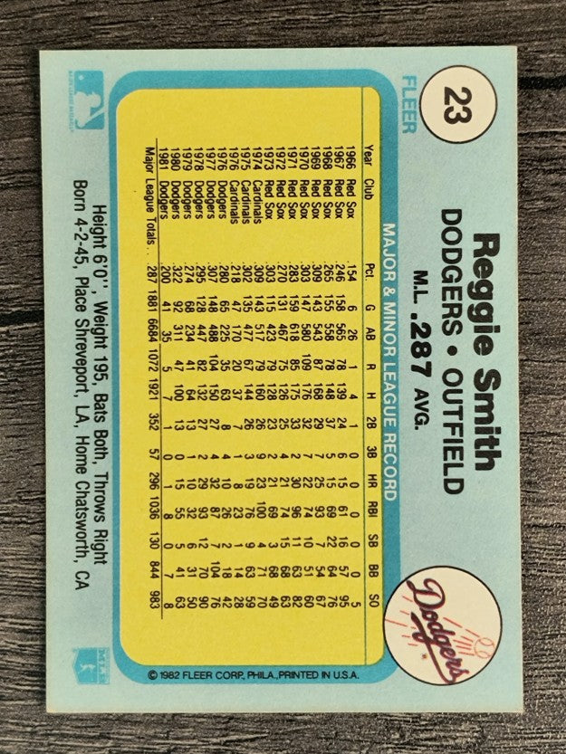 1982 Fleer #23 Reggie Smith