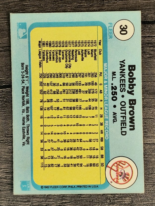 1982 Fleer #30 Bobby Brown