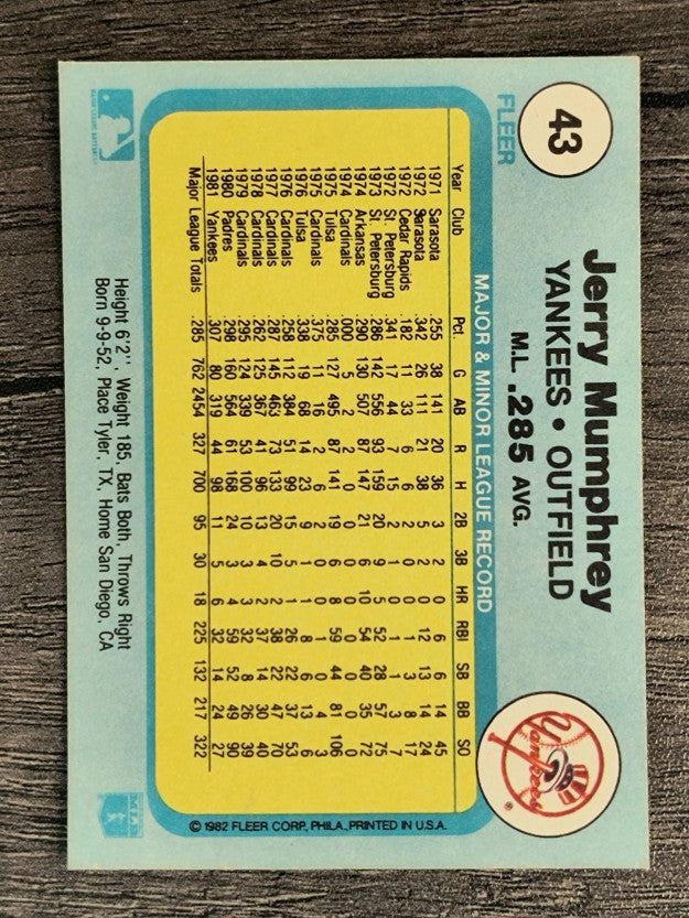 1982 Fleer #43 Jerry Mumphrey