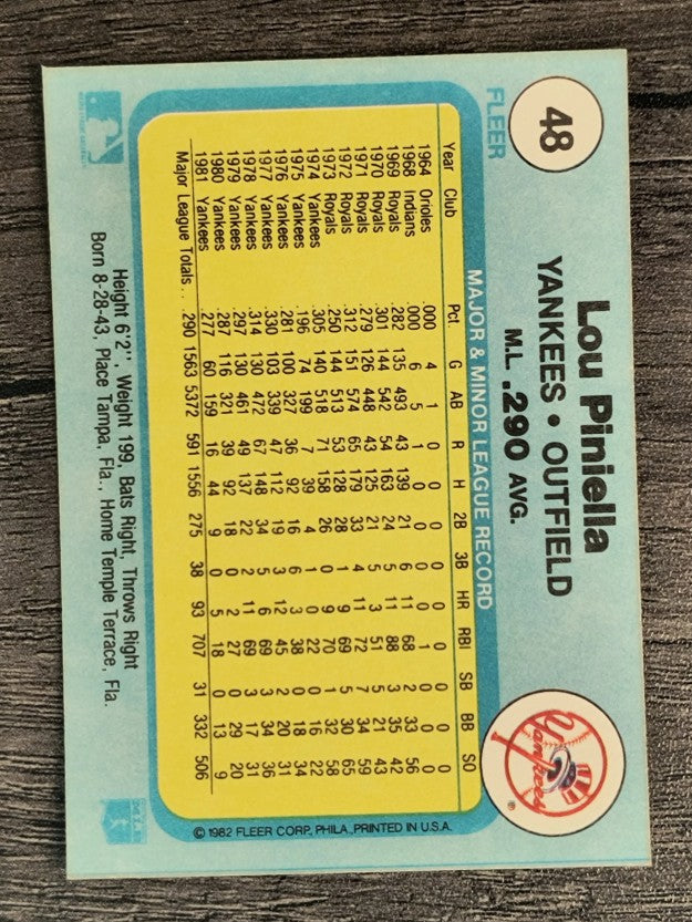 1982 Fleer #48 Lou Piniella