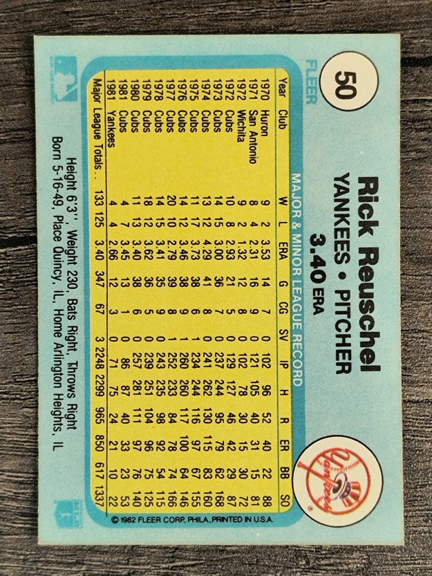 1982 Fleer #50 Rick Reuschel