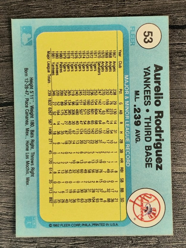 1982 Fleer #53 Aurelio Rodriguez