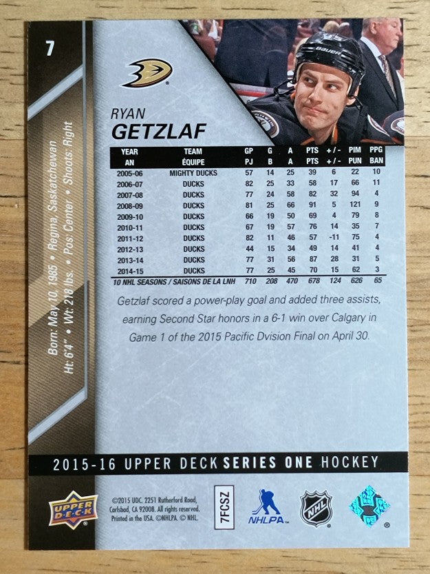 2015-16 Upper Deck #7 Ryan Getzlaf