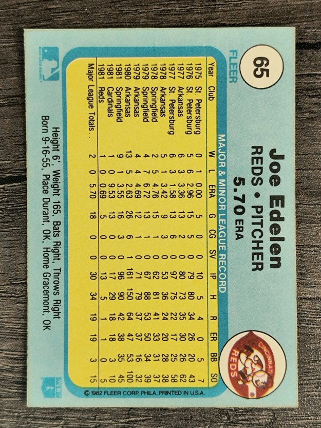 1982 Fleer #65 Joe Edelen