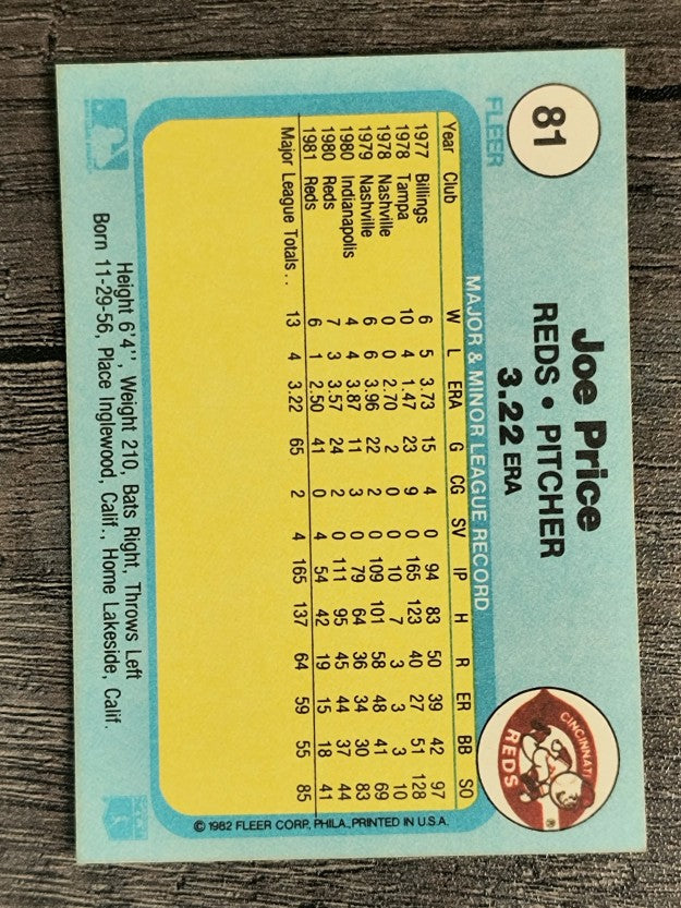 1982 Fleer #81 Joe Price