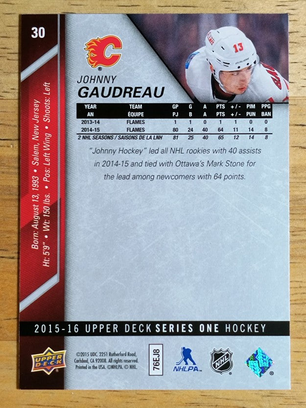 2015-16 Upper Deck #30 Johnny Gaudreau