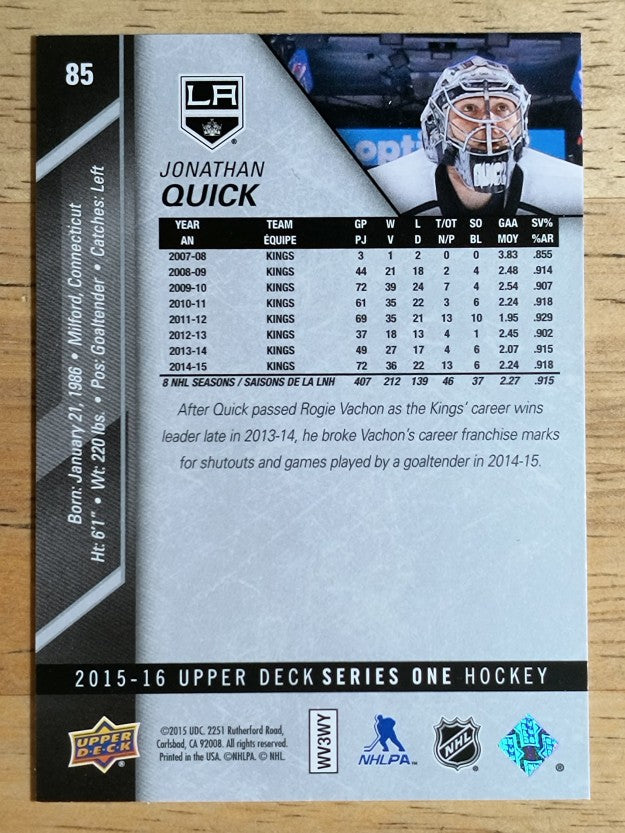 2015-16 Upper Deck #85 Jonathan Quick