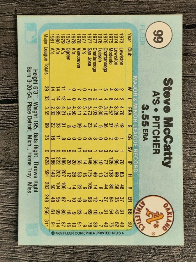 1982 Fleer #99 Steve McCatty