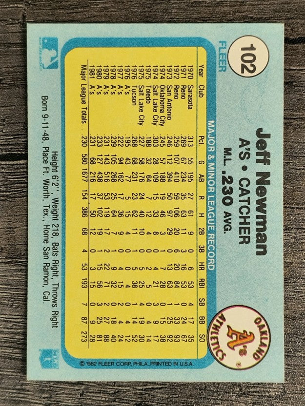 1982 Fleer #102 Jeff Newman