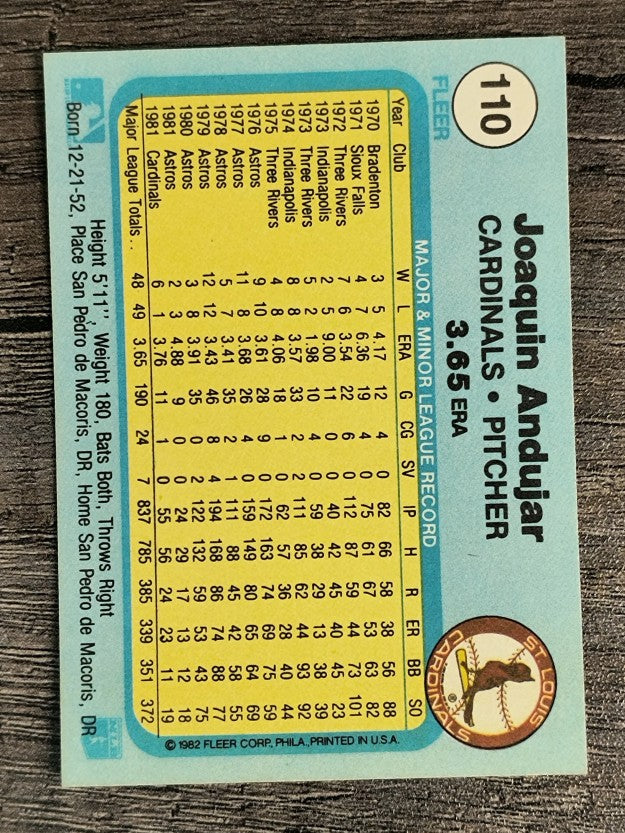 1982 Fleer #110 Joaquin Andujar