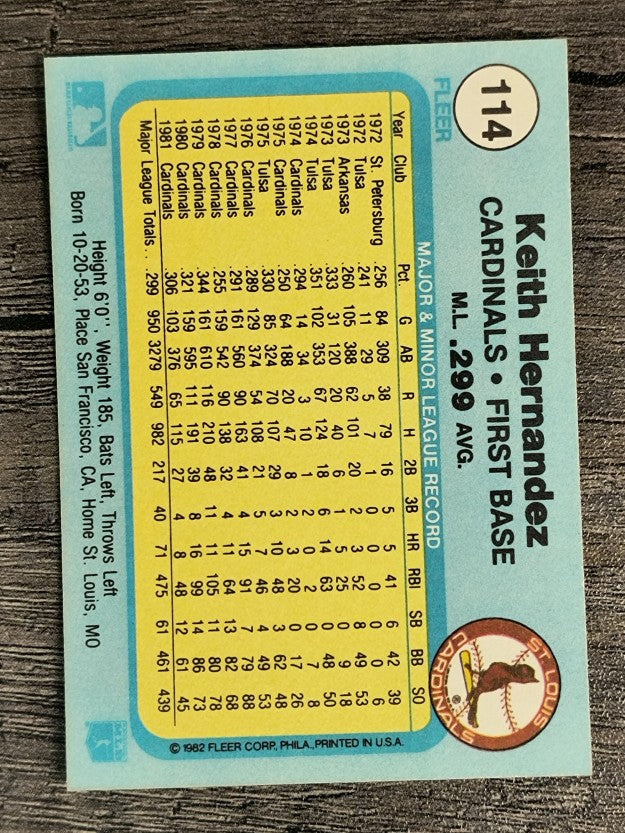 1982 Fleer #114 Keith Hernandez