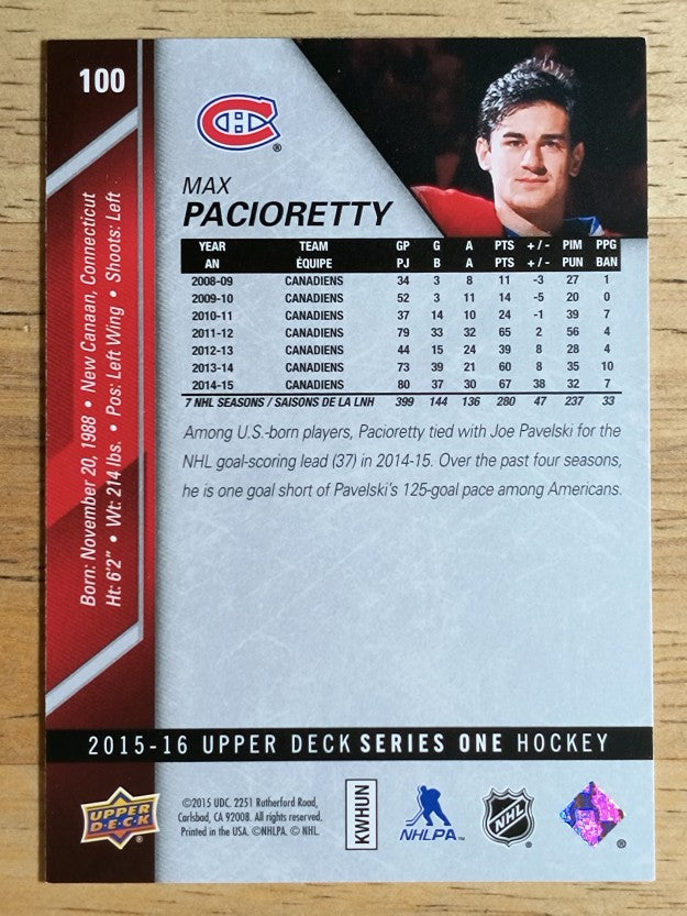 2015-16 Upper Deck #100 Max Pacioretty