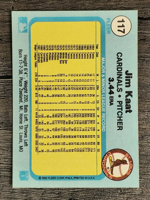 1982 Fleer #117 Jim Kaat