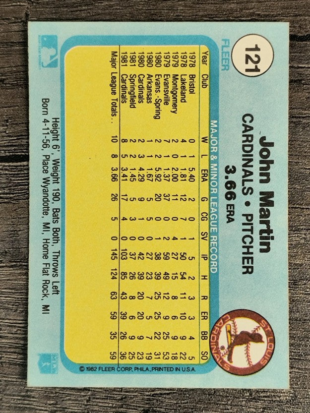 1982 Fleer #121 John Martin RC