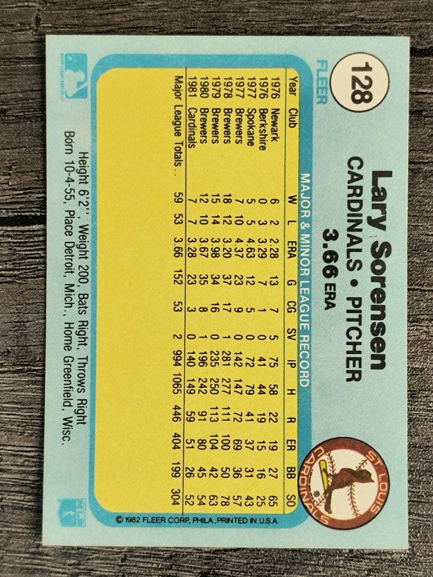 1982 Fleer #128 Lary Sorensen