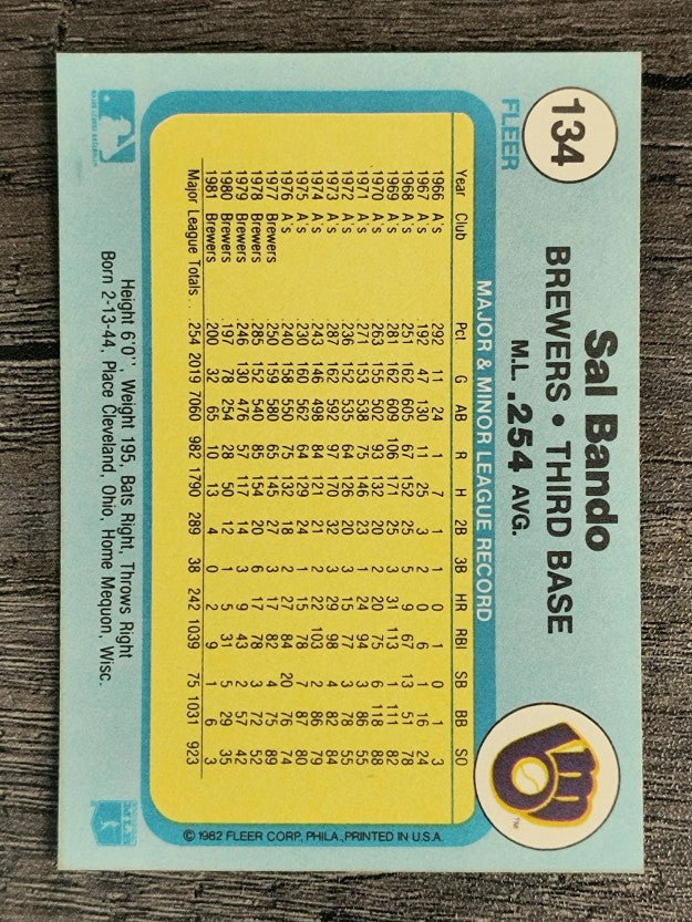 1982 Fleer #134 Sal Bando