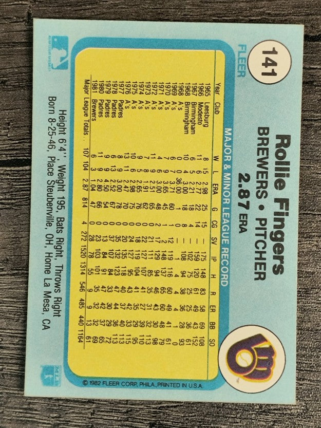 1982 Fleer #141 Rollie Fingers
