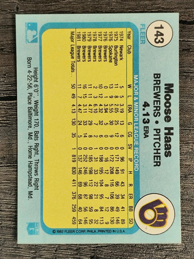 1982 Fleer #143 Moose Haas