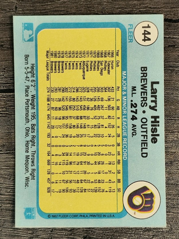 1982 Fleer #144 Larry Hisle