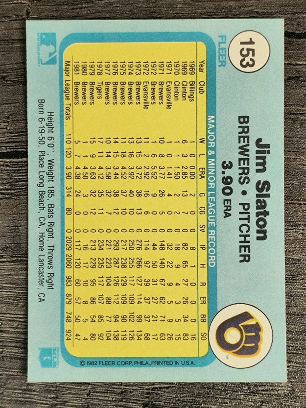 1982 Fleer #153 Jim Slaton