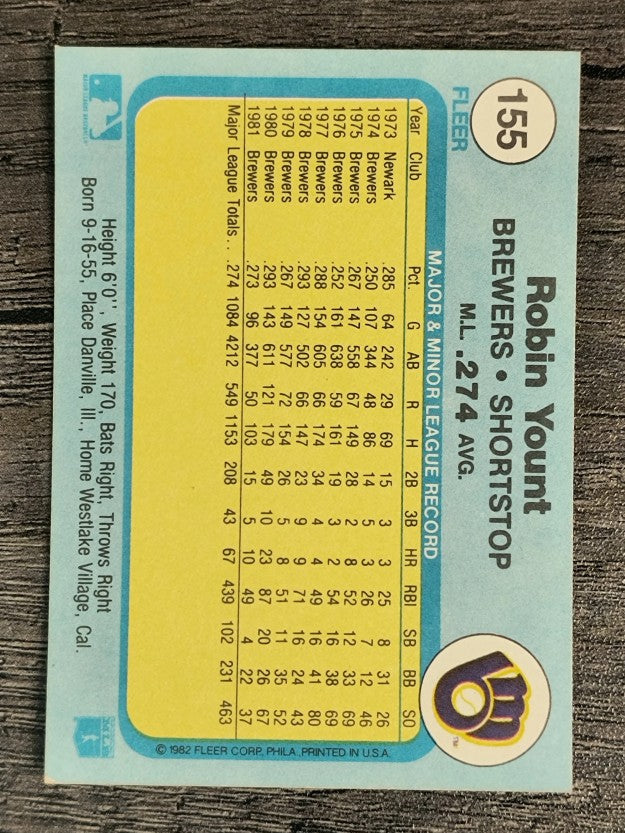 1982 Fleer #155 Robin Yount