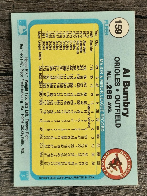 1982 Fleer #159 Al Bumbry