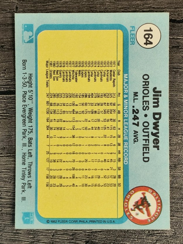 1982 Fleer #164 Jim Dwyer