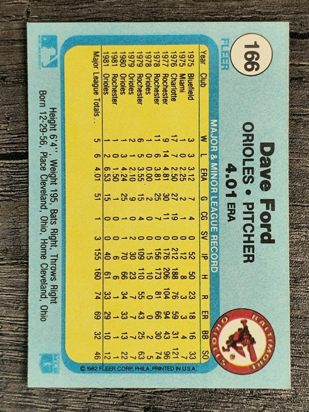 1982 Fleer #166 Dave Ford
