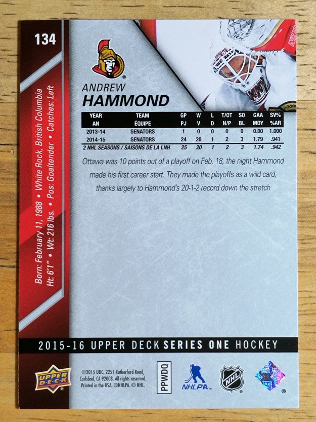 2015-16 Upper Deck #134 Andrew Hammond