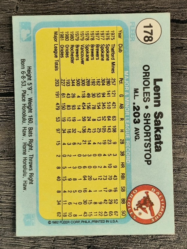 1982 Fleer #178 Lenn Sakata