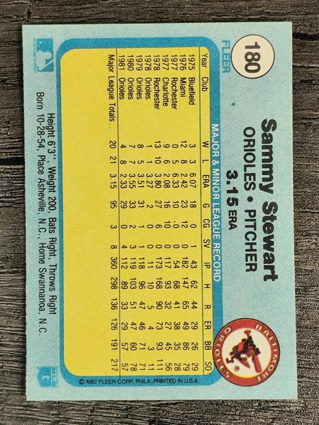 1982 Fleer #180 Sammy Stewart
