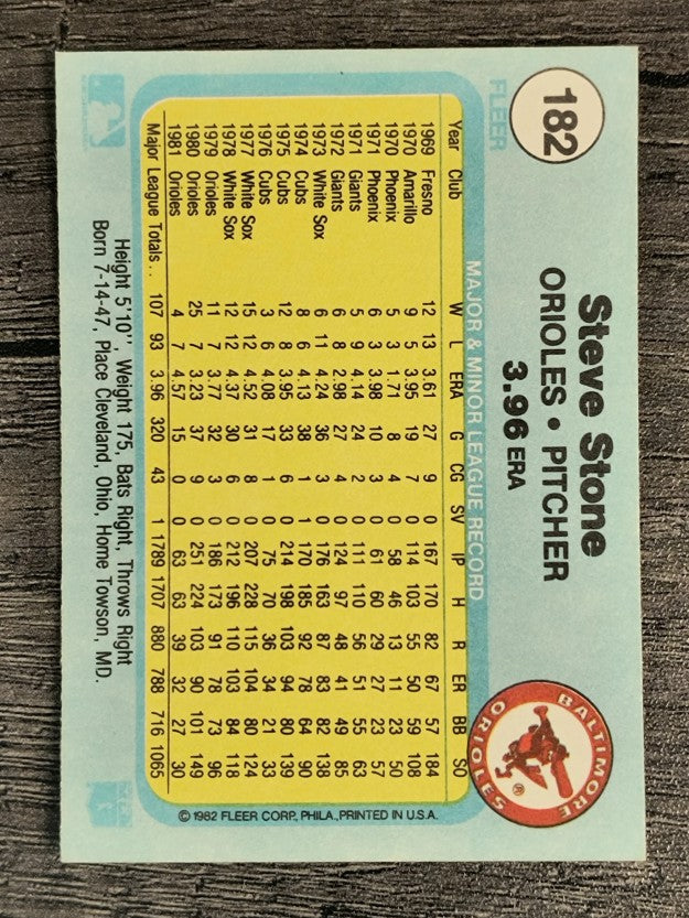 1982 Fleer #182 Steve Stone