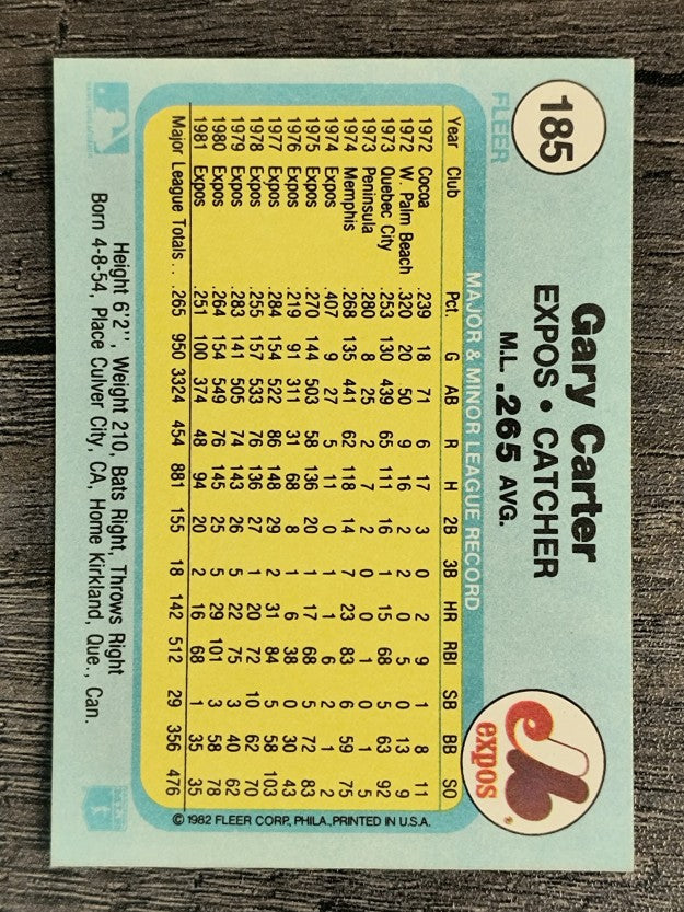 1982 Fleer #185 Gary Carter
