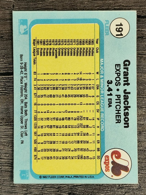 1982 Fleer #191 Grant Jackson