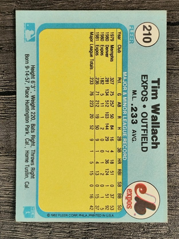1982 Fleer #210 Tim Wallach RC