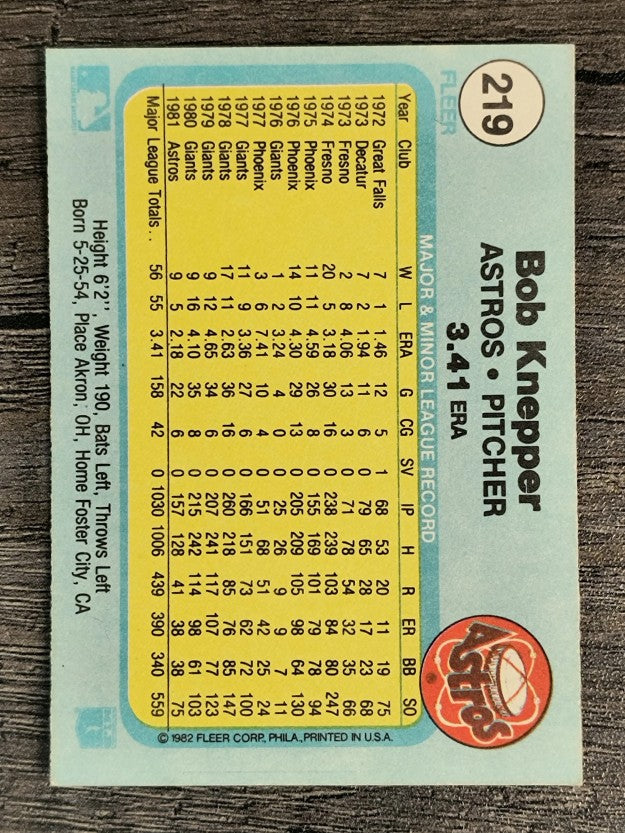 1982 Fleer #219 Bob Knepper