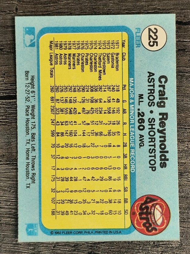 1982 Fleer #225 Craig Reynolds