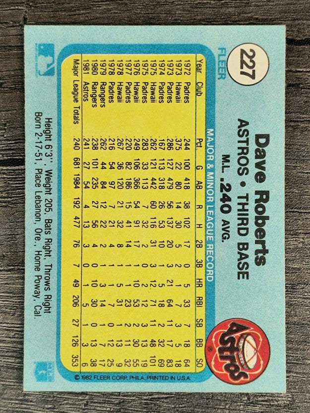 1982 Fleer #227 Dave Roberts