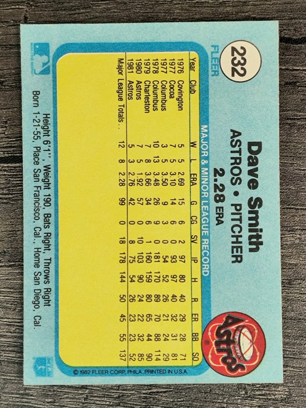 1982 Fleer #232 Dave Smith